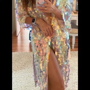 Sequin kimono vest